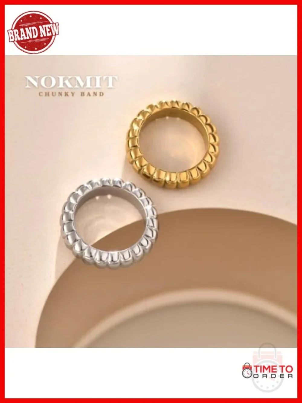 14K Gold Filled Chunky Statement Stackable Band Ring Women